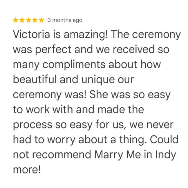 Victoria's Small Wedding Review Marry Me In Indy Reviews